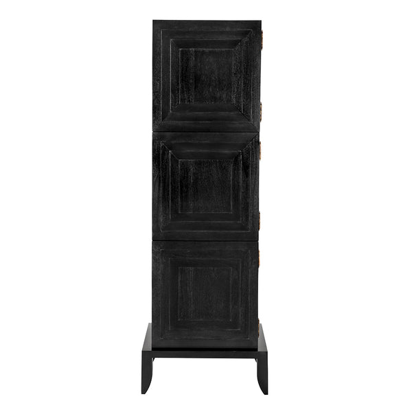 Etruscan Mahogany Tower Cabinet Hand-rubbed Matte Black Sculptural Storage