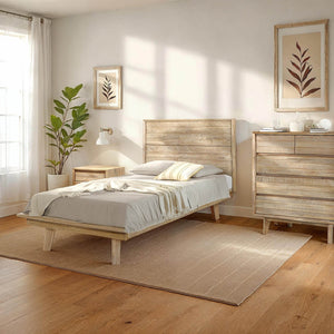 Lh Imports Gia Single Bed In Light Driftwood - Sturdy Solid Acacia Wood Design For Stunning Home Decor Beige Solid Acacia,Plywood Gia001sb