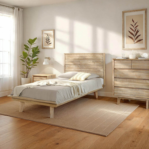 Lh Imports Gia Single Bed In Light Driftwood - Sturdy Solid Acacia Wood Design For Stunning Home Decor Beige Solid Acacia,Plywood Gia001sb