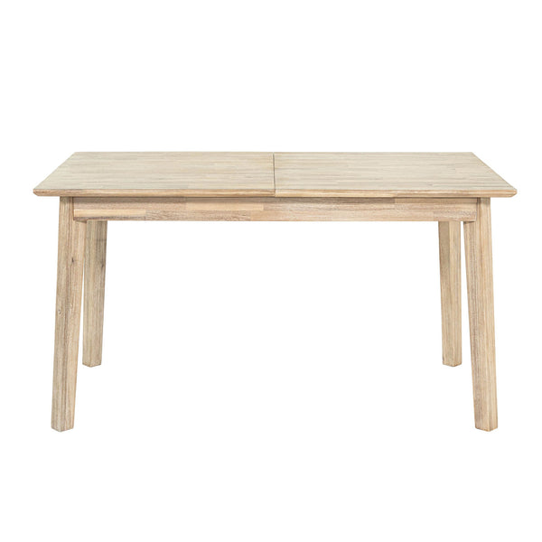 Lh Imports Gia Small Extension Dining Table 55/71” - Stylish Light Driftwood With Easy Butterfly Leaf System Beige Solid Acacia Wood,Foldable Butterfly Leaf System Gia010