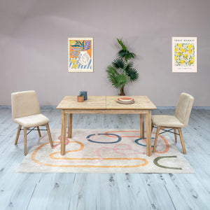 Lh Imports Gia Small Extension Dining Table 55/71” - Stylish Light Driftwood With Easy Butterfly Leaf System Beige Solid Acacia Wood,Foldable Butterfly Leaf System Gia010