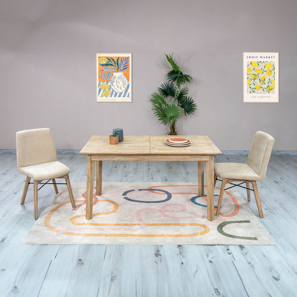 Lh Imports Gia Small Extension Dining Table 55/71” - Stylish Light Driftwood With Easy Butterfly Leaf System Beige Solid Acacia Wood,Foldable Butterfly Leaf System Gia010