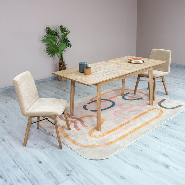 Lh Imports Gia Small Extension Dining Table 55/71” - Stylish Light Driftwood With Easy Butterfly Leaf System Beige Solid Acacia Wood,Foldable Butterfly Leaf System Gia010