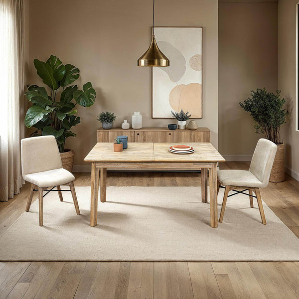 Lh Imports Gia Small Extension Dining Table 55/71” - Stylish Light Driftwood With Easy Butterfly Leaf System Beige Solid Acacia Wood,Foldable Butterfly Leaf System Gia010