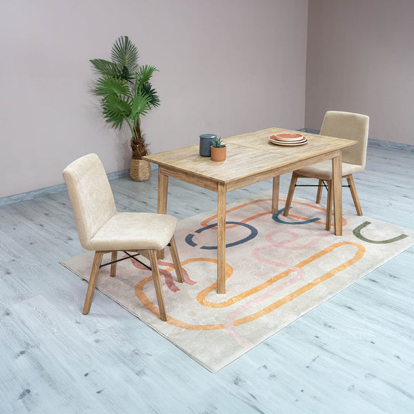 Lh Imports Gia Small Extension Dining Table 55/71” - Stylish Light Driftwood With Easy Butterfly Leaf System Beige Solid Acacia Wood,Foldable Butterfly Leaf System Gia010