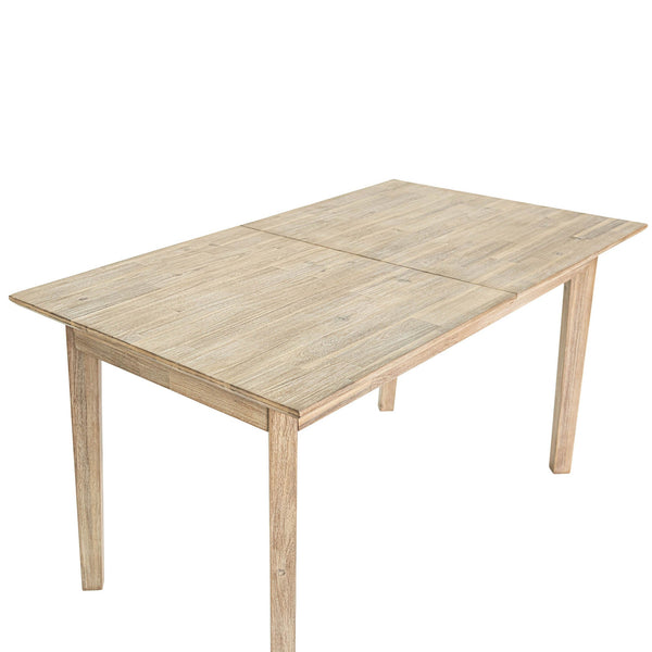 Lh Imports Gia Small Extension Dining Table 55/71” - Stylish Light Driftwood With Easy Butterfly Leaf System Beige Solid Acacia Wood,Foldable Butterfly Leaf System Gia010