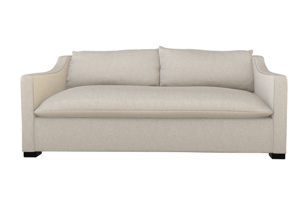 Moss Home Ginger 98" Sofa - Classic And Contemporary Style With Distinctive Arm And Knife Edge Cushions Vanilla 100% Olefin Ging-sof-98-halvan