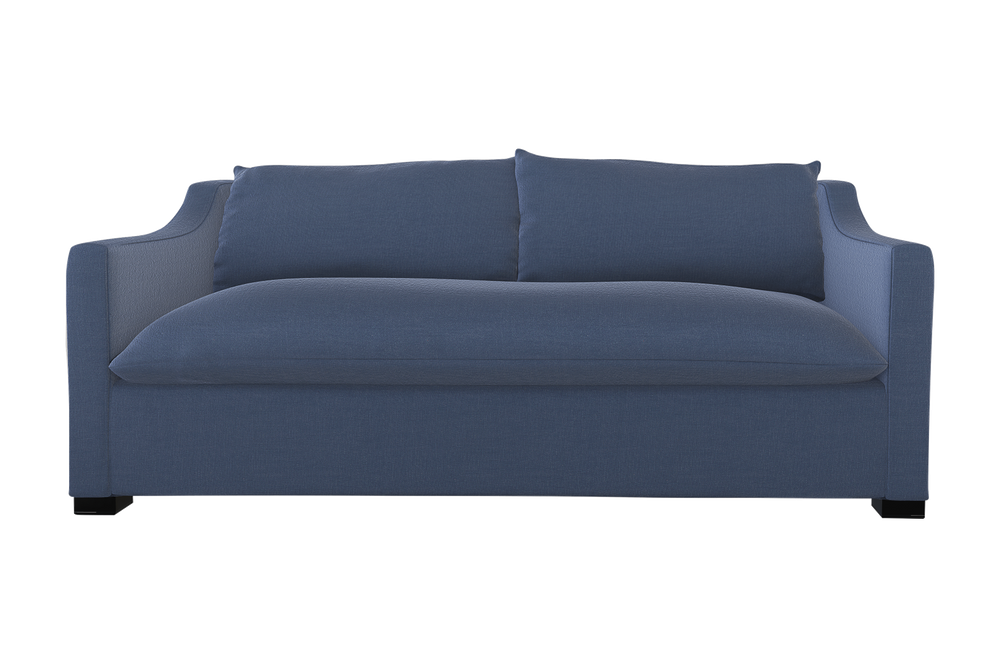 Moss Home Ginger 98" Sofa - Classic And Contemporary Design With Distinctive Arm And Knife Edge Cushions Indigo 54% Polyester 36% Viscose 10% Linen Ging-sof-98-offind