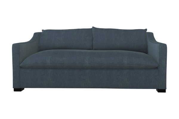 Moss Home Ginger 98" Sofa - Classic Meets Contemporary With Distinctive Arm And Elegant Knife Edge Cushions Denim 100% Polyester Ging-sof-98-shoden