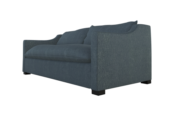 Moss Home Ginger 98" Sofa - Classic Meets Contemporary With Distinctive Arm And Elegant Knife Edge Cushions Denim 100% Polyester Ging-sof-98-shoden