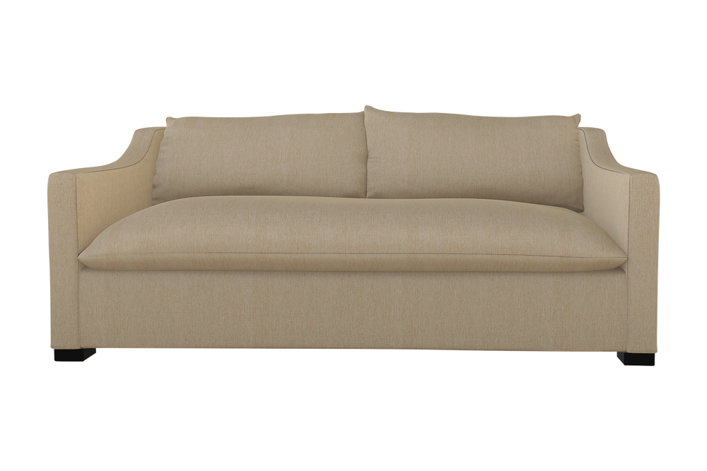 Moss Home Ginger 98" Sofa - Classic Meets Contemporary With Distinctive Arm And Elegant Knife Edge Cushions Sand 100% Polyester Ging-sof-98-shosan