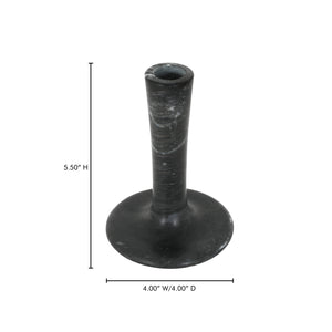 Moe's Home East Candle Holder - Exquisite Marble Design With Unique Veins For Timeless Home Décor Elegance Black Marble Gk-1123-02