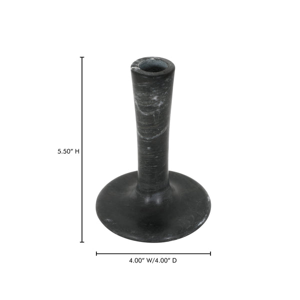 Moe's Home East Candle Holder - Exquisite Marble Design With Unique Veins For Timeless Home Décor Elegance Black Marble Gk-1123-02