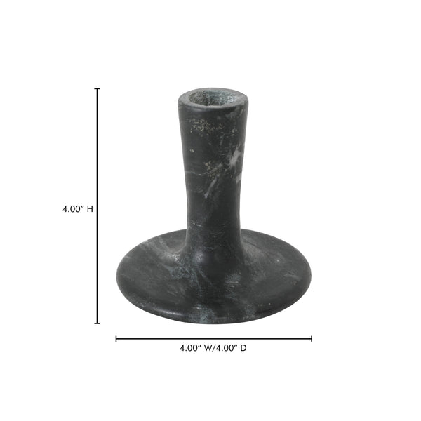 Moe's Home East Candle Holder - Exquisite Marble Design With Unique Veins For Timeless Home Décor Elegance Black Marble Gk-1124-02
