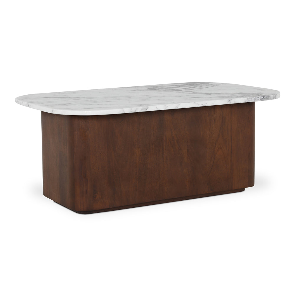 Moe's Home Dash Coffee Table - Elegant Calacatta Marble And Mango Wood Design For Modern Living Spaces White Italian Calacatta Marble,Mango Wood Gk-1129-18-0