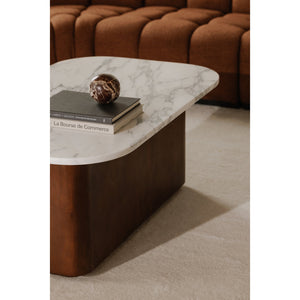 Moe's Home Dash Coffee Table - Elegant Calacatta Marble And Mango Wood Design For Modern Living Spaces White Italian Calacatta Marble,Mango Wood Gk-1129-18-0