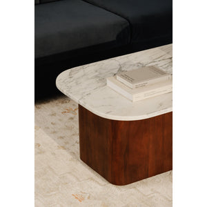 Moe's Home Dash Coffee Table - Elegant Calacatta Marble And Mango Wood Design For Modern Living Spaces White Italian Calacatta Marble,Mango Wood Gk-1129-18-0