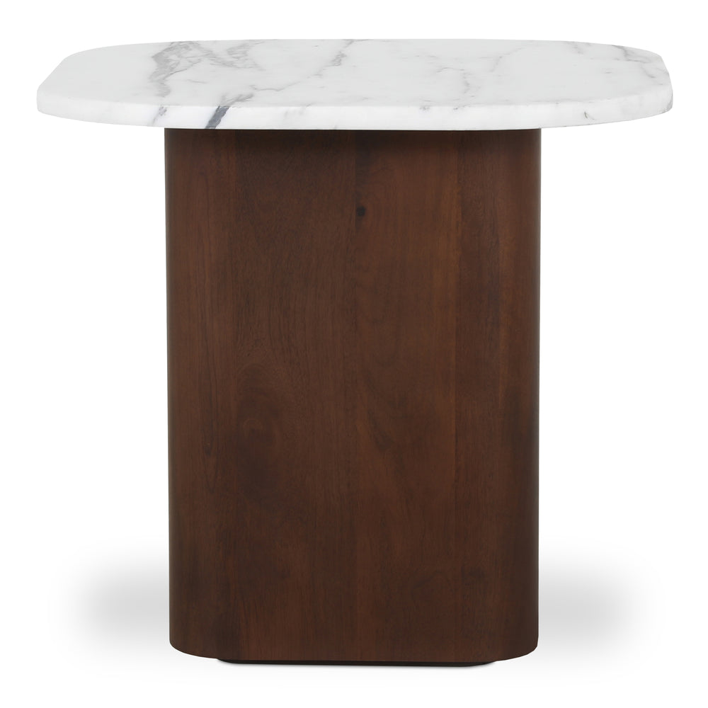 Moe's Home Dash Accent Table With Italian Calacatta Marble Top And Stylish Mango Wood Base For Any Space White Italian Calacatta Marble,Mango Wood Gk-1130-18-0