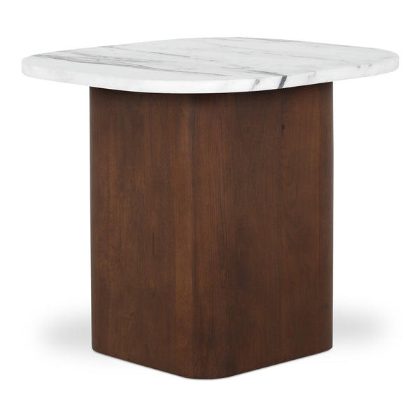Moe's Home Dash Accent Table With Italian Calacatta Marble Top And Stylish Mango Wood Base For Any Space White Italian Calacatta Marble,Mango Wood Gk-1130-18-0