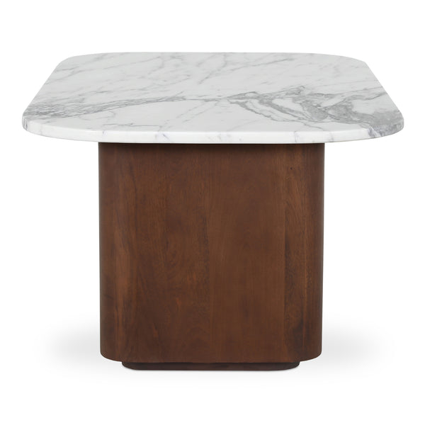 Moe's Home Dash Accent Table With Italian Calacatta Marble Top And Stylish Mango Wood Base For Any Space White Italian Calacatta Marble,Mango Wood Gk-1130-18-0