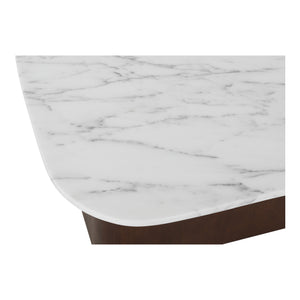 Moe's Home Dash Accent Table With Italian Calacatta Marble Top And Stylish Mango Wood Base For Any Space White Italian Calacatta Marble,Mango Wood Gk-1130-18-0