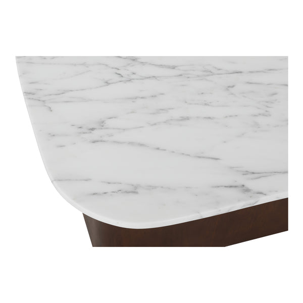 Moe's Home Dash Accent Table With Italian Calacatta Marble Top And Stylish Mango Wood Base For Any Space White Italian Calacatta Marble,Mango Wood Gk-1130-18-0