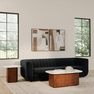 Moe's Home Dash Accent Table With Italian Calacatta Marble Top And Stylish Mango Wood Base For Any Space White Italian Calacatta Marble,Mango Wood Gk-1130-18-0