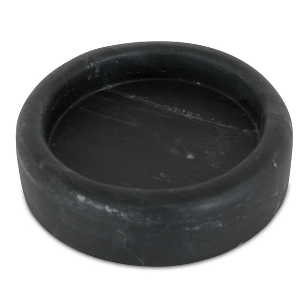 Moe's Home Anais Catchall Marble - Elegant 8-inch Vintage-inspired Design With Unique Veining For Any Space Black Black Marble Gk-1135-02