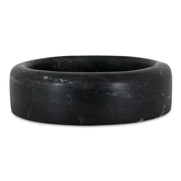 Moe's Home Anais Catchall Marble - Elegant 8-inch Vintage-inspired Design With Unique Veining For Any Space Black Black Marble Gk-1135-02