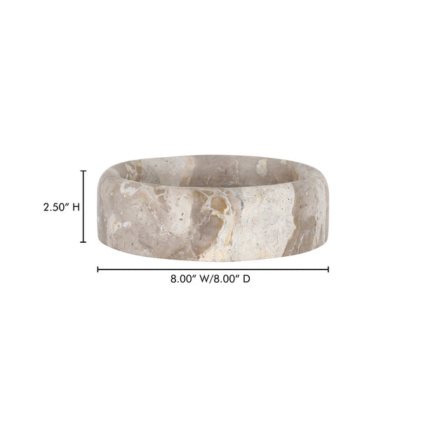 Moe's Home Anais Catchall Marble - Elegant 8-inch Vintage-inspired Design With Unique Veining For Any Space Beige Panther Beige Marble Gk-1135-34