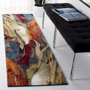 Safavieh Glacier Contemporary Area Rug - Vibrant Abstract Design For Modern Living Spaces And Durability Red ,Green Polypropylene Gla126q-4r