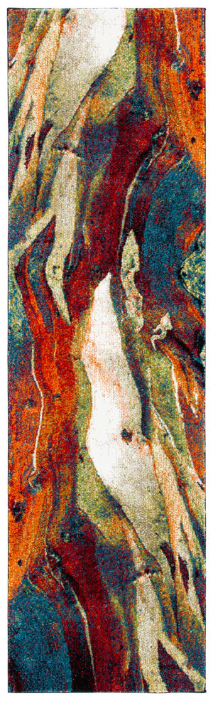 Safavieh Glacier Contemporary Area Rug - Vibrant Abstract Design For Modern Living Spaces And Durability Red ,Green Polypropylene Gla126q-4r