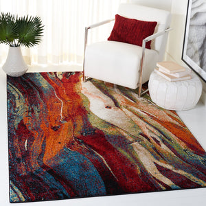 Safavieh Glacier Contemporary Area Rug - Vibrant Abstract Design For Modern Living Spaces And Durability Red ,Green Polypropylene Gla126q-4r