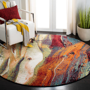 Safavieh Glacier Contemporary Area Rug - Vibrant Abstract Design For Modern Living Spaces And Durability Red ,Green Polypropylene Gla126q-4r