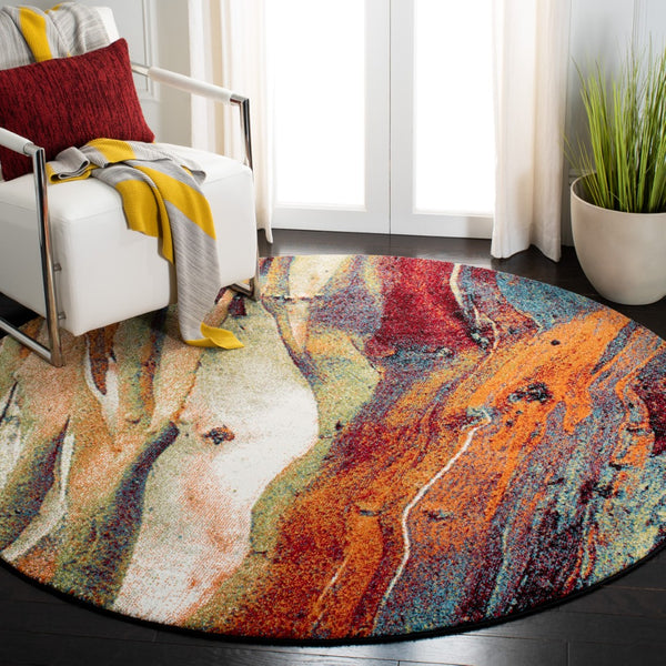 Safavieh Glacier Contemporary Area Rug - Vibrant Abstract Design For Modern Living Spaces And Durability Red ,Green Polypropylene Gla126q-4r