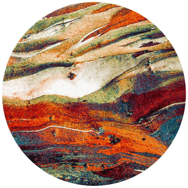 Safavieh Glacier Contemporary Area Rug - Vibrant Abstract Design For Modern Living Spaces And Durability Red ,Green Polypropylene Gla126q-4r