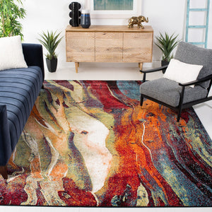 Safavieh Glacier Contemporary Area Rug - Vibrant Abstract Design For Modern Living Spaces And Durability Red ,Green Polypropylene Gla126q-4r