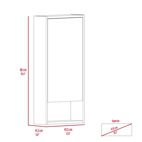 English Elm Mariana Mirrored Medicine Cabinet with External Shelf and Two Internal Shelves for Smart Storage and Style White 39.8 L x 20.9 W x 5.1 H B20091947