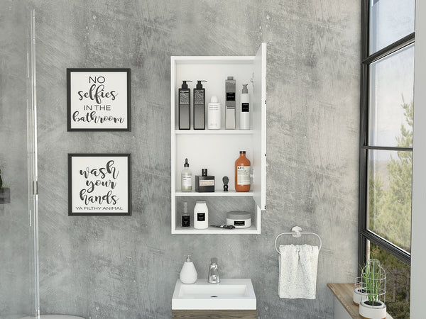 English Elm Mariana Mirrored Medicine Cabinet with External Shelf and Two Internal Shelves for Smart Storage and Style White 39.8 L x 20.9 W x 5.1 H B20091947