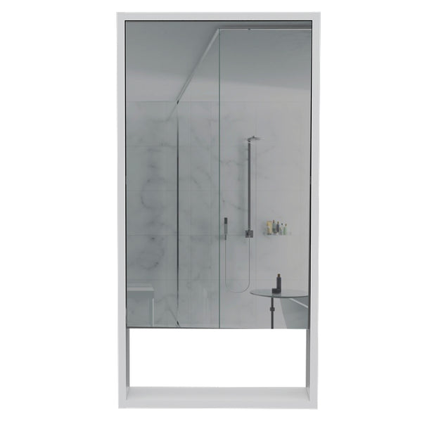 English Elm Mariana Mirrored Medicine Cabinet with External Shelf and Two Internal Shelves for Smart Storage and Style White 39.8 L x 20.9 W x 5.1 H B20091947