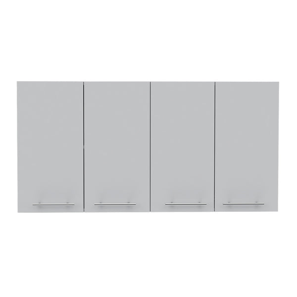 English Elm 120 Wall Cabinet with 4 Doors & Dual Compartments, Metal Dish Rack, Removable Shelves, Space-Saving Storage White 51.2 L x 17.3 W x 3.1 H B07091818