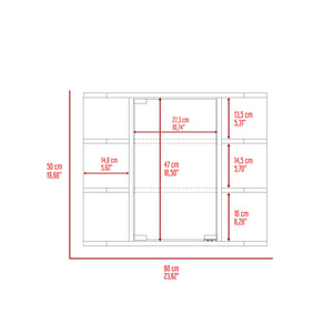 English Elm Milan Modern Medicine Cabinet with Mirrored Door and Nine Shelves for Compact Bathroom Storage White 27.6 L x 18.9 W x 6.3 H B20091958