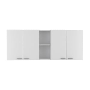 English Elm Portofino premium wall cabinet with double doors, external & interior shelving for organized storage White 62.2 L x 18.5 W x 4.7 H B07091979