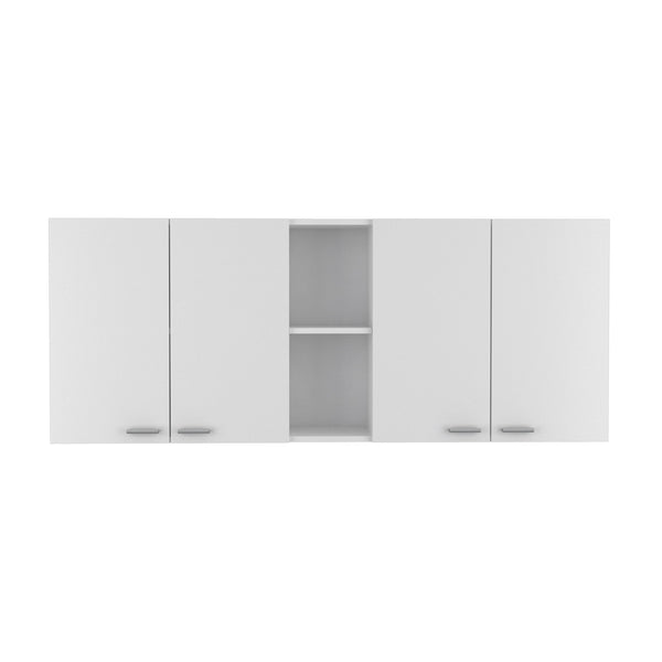 English Elm Portofino premium wall cabinet with double doors, external & interior shelving for organized storage White 62.2 L x 18.5 W x 4.7 H B07091979
