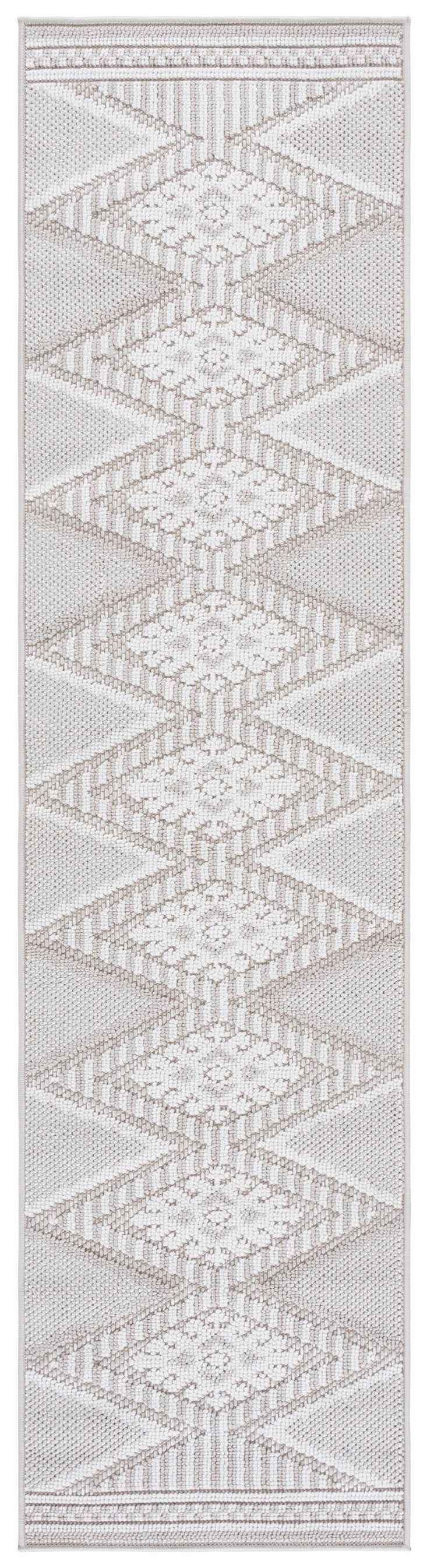 Safavieh Global Runner Rug - Elegant Geometric & Botanical Design, Durable & Soft For Indoor/Outdoor Use Grey ,Ivory Polypropylene Pile Glb600f-28