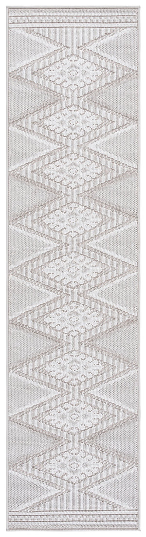 Safavieh Global Runner Rug - Elegant Geometric & Botanical Design, Durable & Soft For Indoor/Outdoor Use Grey ,Ivory Polypropylene Pile Glb600f-28