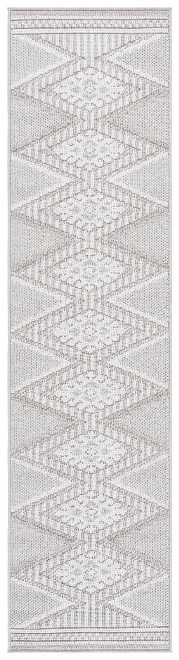 Safavieh Global Runner Rug - Elegant Geometric & Botanical Design, Durable & Soft For Indoor/Outdoor Use Grey ,Ivory Polypropylene Pile Glb600f-28