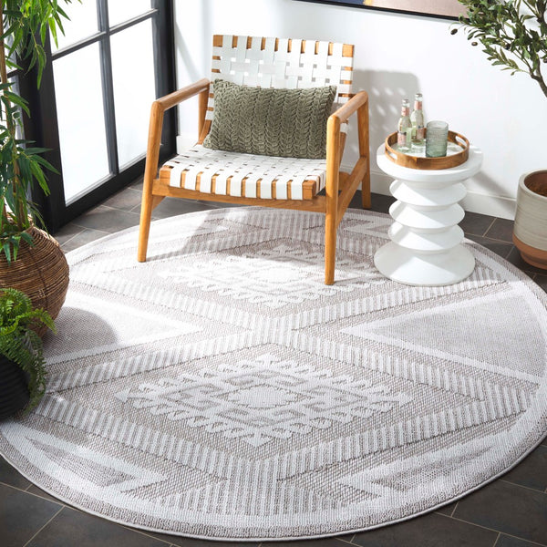 Safavieh Global Elegant Area Rug With Geometric Design - Durable, Stylish, Perfect For Indoor & Outdoor Use Grey ,Ivory Polypropylene Pile Glb600f-7sq
