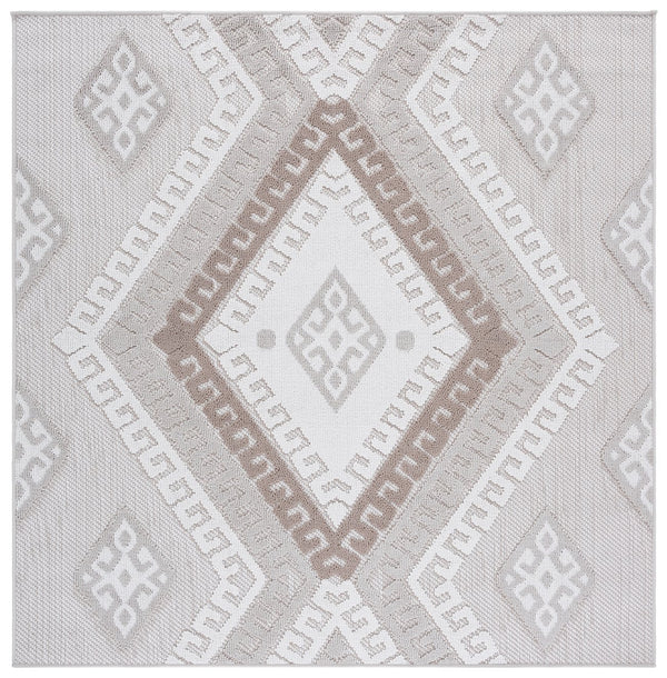Safavieh Global Runner Rug - Timeless Grey & Ivory Design, Durable Power-loomed Fabric For Elegant Spaces Grey ,Ivory Taupe Polypropylene Pile Glb610f-7sq