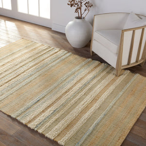 Jaipur Living Galilea Eirene Gle01 Handwoven Handmade 70% Jute 30% Wool Lines Stripes Indoor Rug Beige, Seafoam Green 70% Jute 30% Wool Rug153081